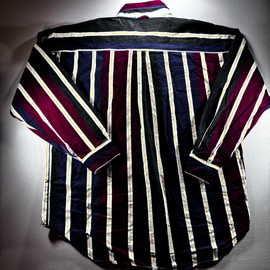 Vintage 90’s Striped Men's Buttondown Shirt - Blue, Red, Yellow, Green — image 6 of 8